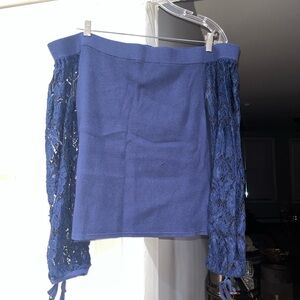 Off the shoulder knit sweater lace